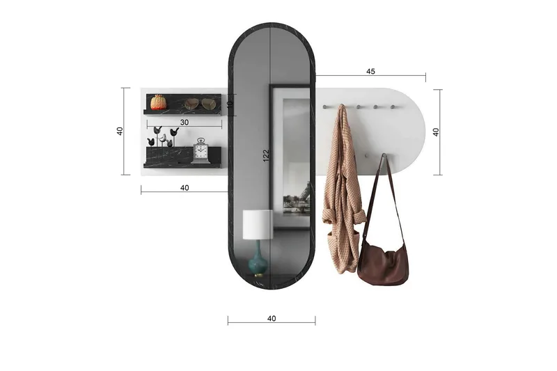 Juignac Hallmöbelset 120 cm - Vit - Möbler - Hallmöbler - Möbelset för hall & entre