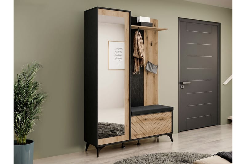 Klinkerville Hallmöbelset 134x39 cm - Svart - Möbler - Hallmöbler - Möbelset för hall & entre