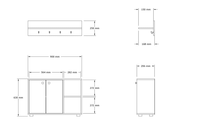 Koekhaven Hallmöbelset 30x90 cm - Antracit - Möbler - Hallmöbler - Möbelset för hall & entre