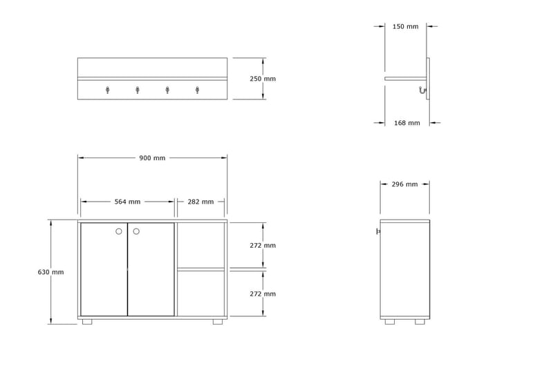 Koekhaven Hallmöbelset 30x90 cm - Antracit - Möbelset för hall & entre - Hallförvaring