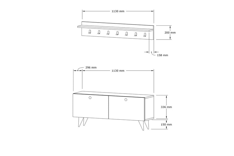 Melcolm Hallmöbelset 35x113 cm - Vit - Möbler - Hallmöbler - Möbelset för hall & entre