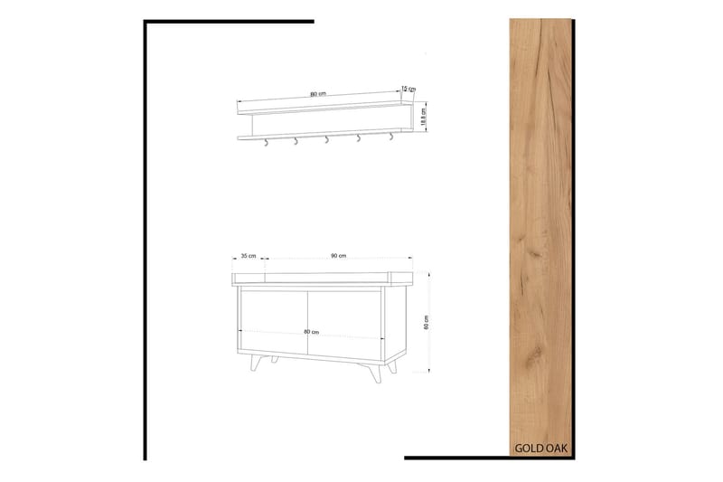 Mod Design Hallförvaring - Trä/Vit - Möbelset för hall & entre - Hallförvaring