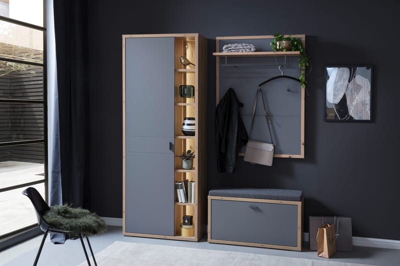Nacimento Hallmöbelset 3 delar 37x172 cm - Grå/Natur - Möbler - Hallmöbler - Möbelset för hall & entre