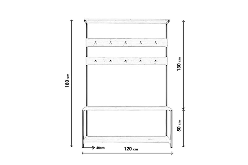 Napoca Hallmöbelset 120 cm - Mörkbrun - Möbler - Hallmöbler - Möbelset för hall & entre