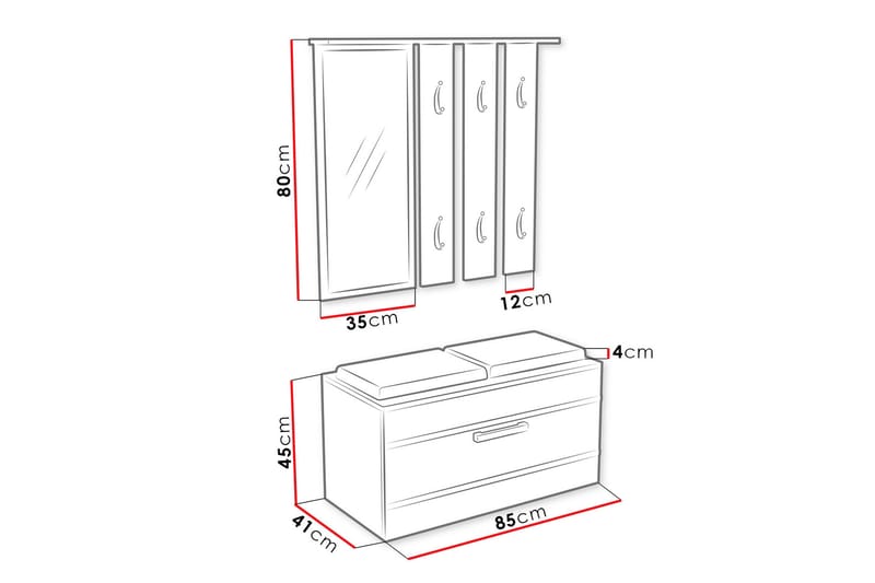 Narva Hallmöbel 85 cm - Trä - Möbelset för hall & entre - Hallförvaring