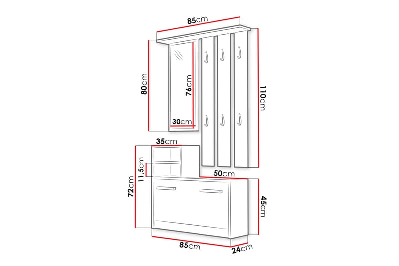 Nesebar Hallmöbel 85 cm - Trä - Möbler - Hallmöbler - Möbelset för hall & entre