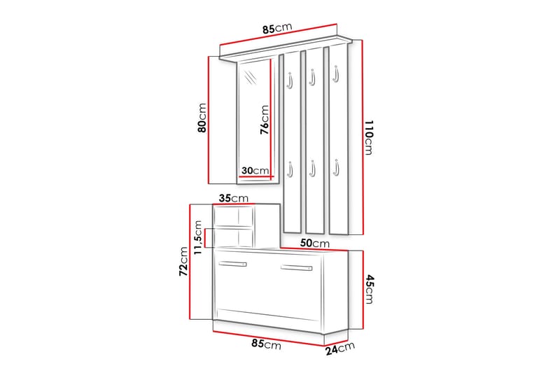 Nesebar Hallmöbel 85 cm - Trä - Möbelset för hall & entre - Hallförvaring