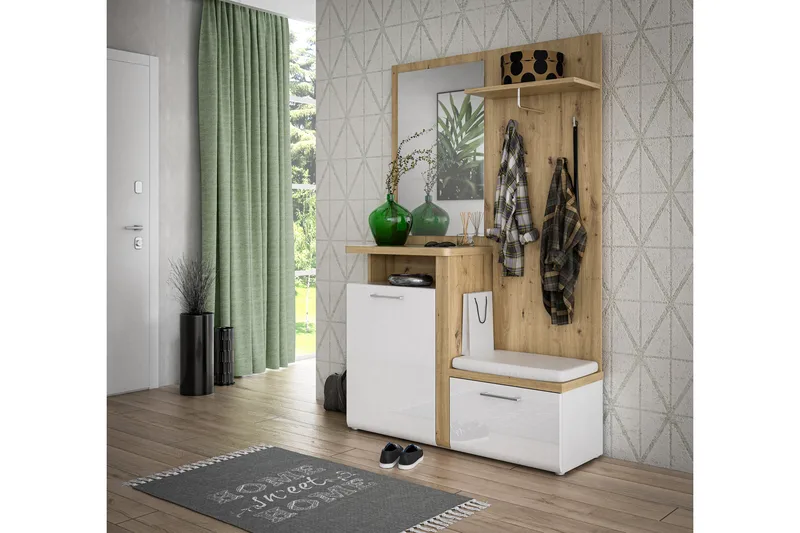 Nessebar Hallmöbelset 44x129 cm - Vit/Brun - Möbler - Hallmöbler - Möbelset för hall & entre