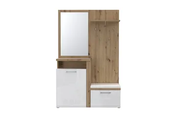 Nessebar Hallmöbelset 44x129 cm - Vit/Brun - Möbler - Hallmöbler - Möbelset för hall & entre
