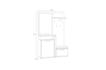 Nessebar Hallmöbelset 44x129 cm - Vit/Brun - Möbler - Hallmöbler - Möbelset för hall & entre