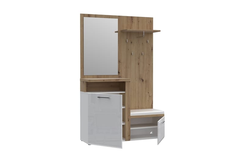 Nessebar Hallmöbelset 44x129 cm - Vit/Brun - Möbler - Hallmöbler - Möbelset för hall & entre