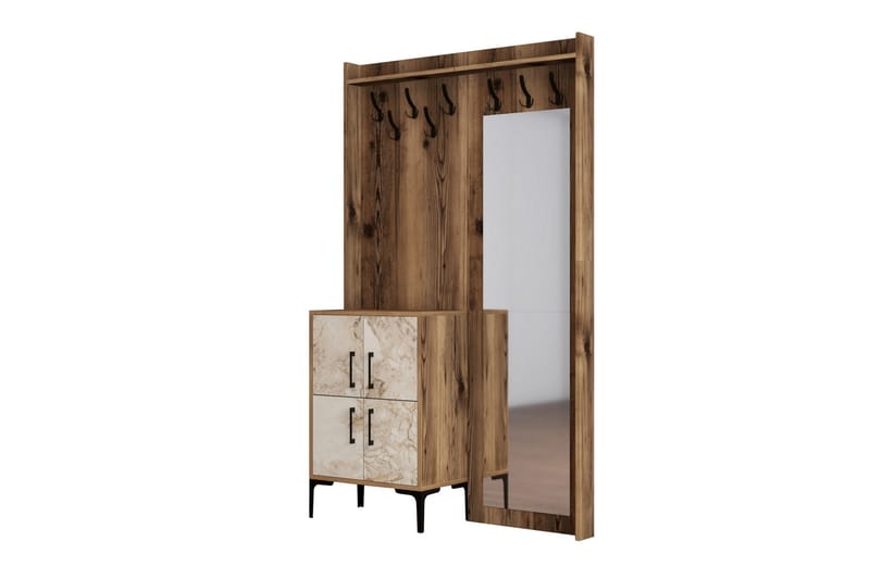 Retzow Hallmöbelset 120 cm - Brun/Vit - Möbler - Hallmöbler - Möbelset för hall & entre