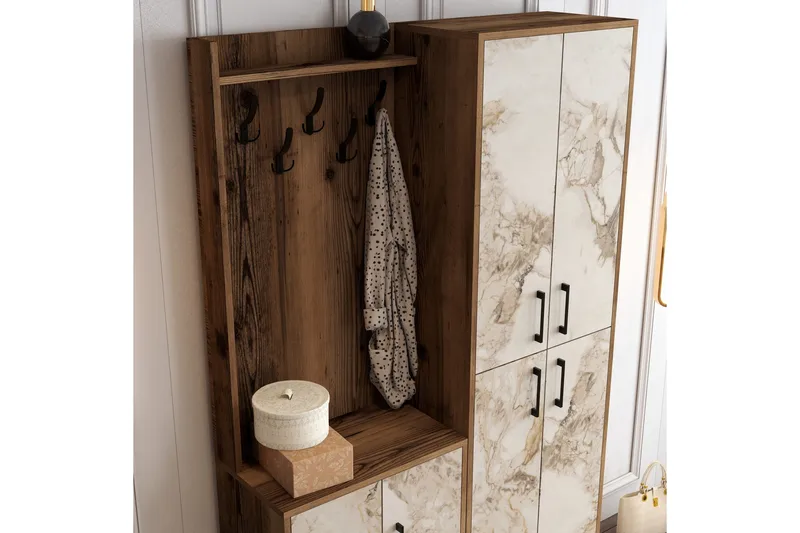 Retzow Hallmöbelset 120 cm - Brun/Vit - Möbler - Hallmöbler - Möbelset för hall & entre