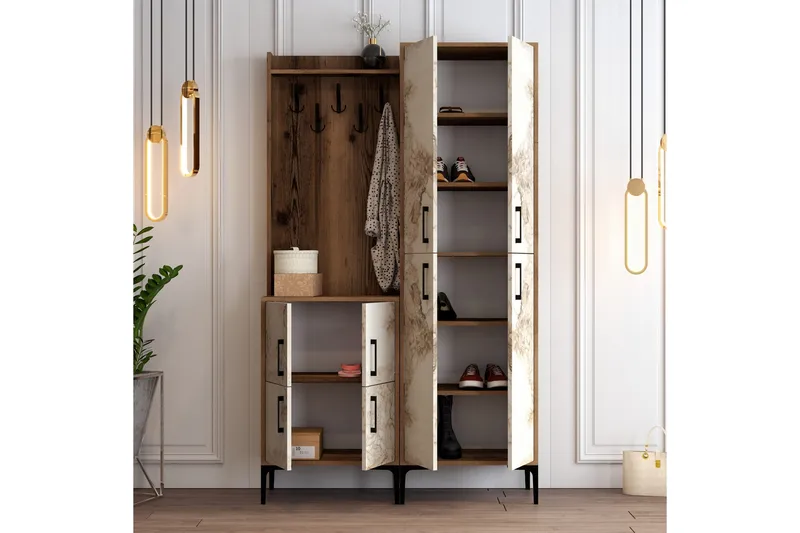 Retzow Hallmöbelset 120 cm - Brun/Vit - Möbler - Hallmöbler - Möbelset för hall & entre