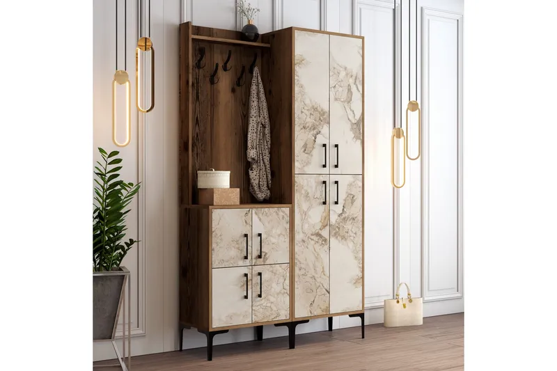 Retzow Hallmöbelset 120 cm - Brun/Vit - Möbler - Hallmöbler - Möbelset för hall & entre