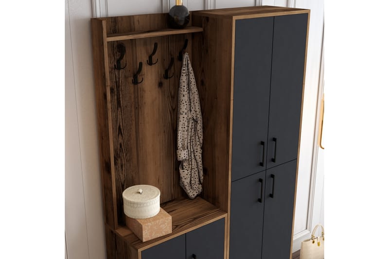 Retzow Hallmöbelset 120 cm - Mörkbrun/Antracit - Möbler - Hallmöbler - Möbelset för hall & entre