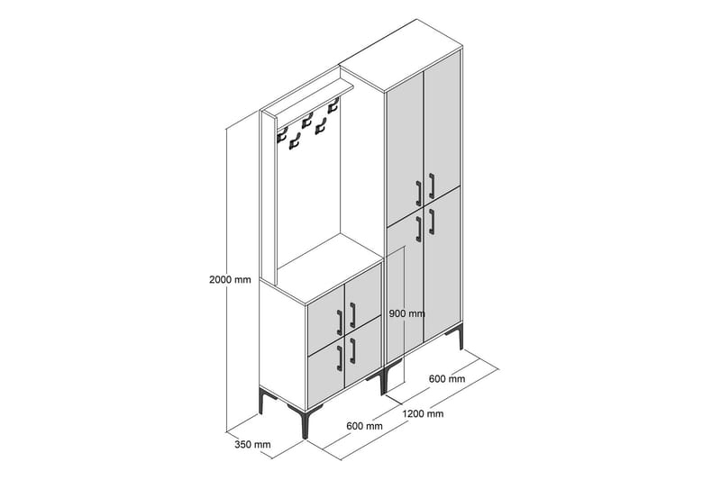 Retzow Hallmöbelset 120 cm - Mörkbrun/Antracit - Möbler - Hallmöbler - Möbelset för hall & entre