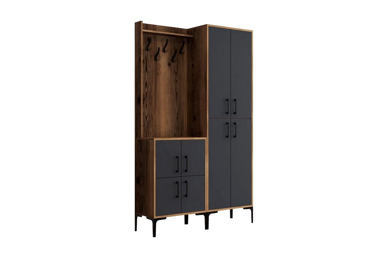 Retzow Hallmöbelset 120 cm - Mörkbrun/Antracit - Möbler - Hallmöbler - Möbelset för hall & entre