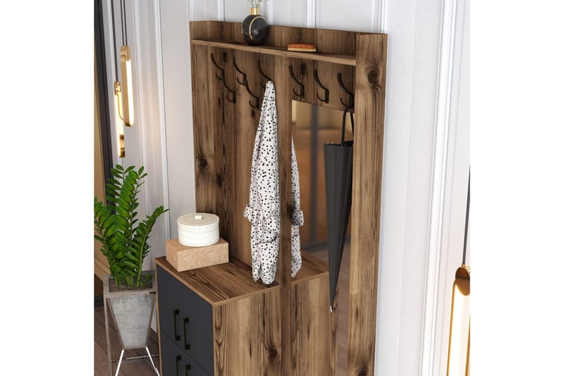 Retzow Hallmöbelset 120 cm - Mörkbrun/Antracit - Möbler - Hallmöbler - Möbelset för hall & entre