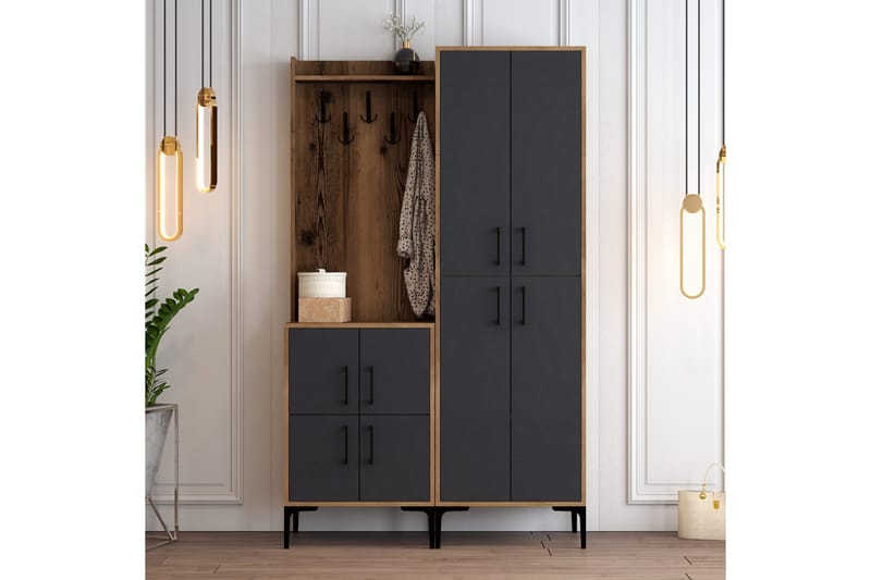 Retzow Hallmöbelset 120 cm - Mörkbrun/Antracit - Möbler - Hallmöbler - Möbelset för hall & entre