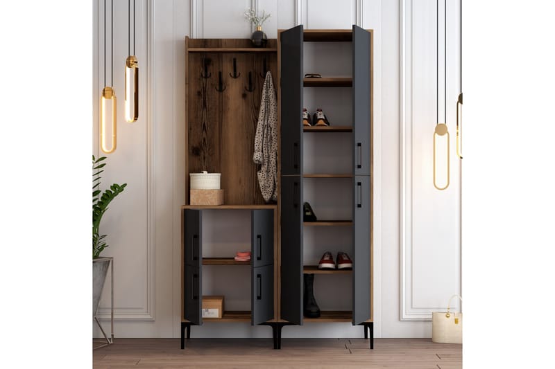 Retzow Hallmöbelset 120 cm - Mörkbrun/Antracit - Möbler - Hallmöbler - Möbelset för hall & entre