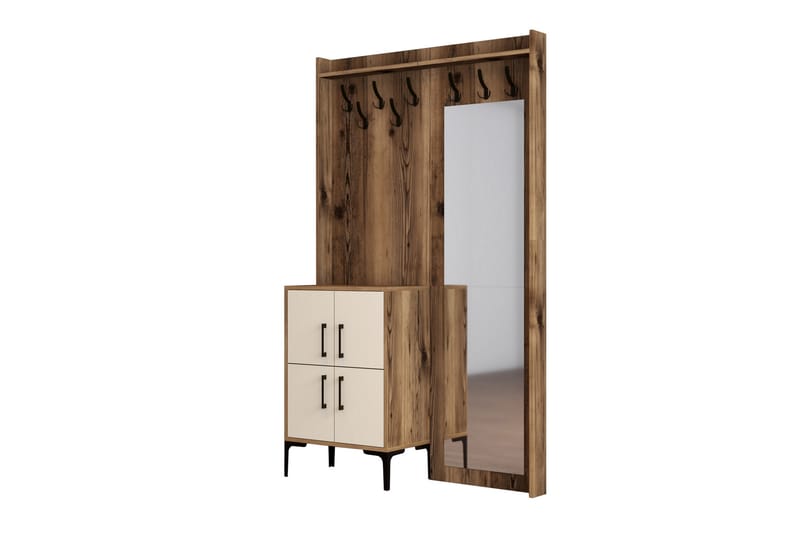 Retzow Hallmöbelset 120 cm - Mörkbrun/Beige - Möbler - Hallmöbler - Möbelset för hall & entre