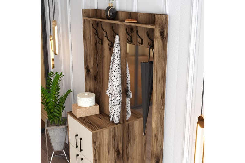 Retzow Hallmöbelset 120 cm - Mörkbrun/Beige - Möbler - Hallmöbler - Möbelset för hall & entre