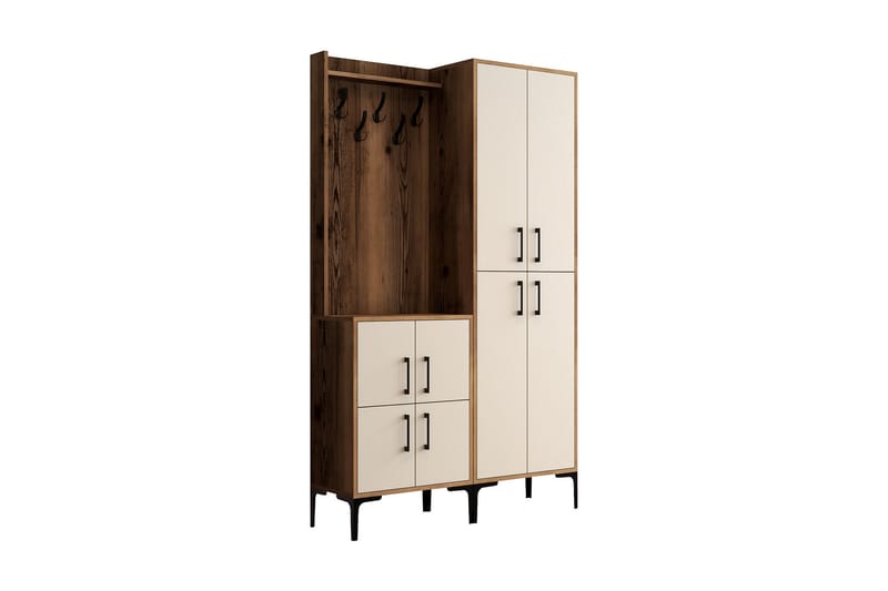 Retzow Hallmöbelset 120 cm - Mörkbrun/Beige - Möbler - Hallmöbler - Möbelset för hall & entre