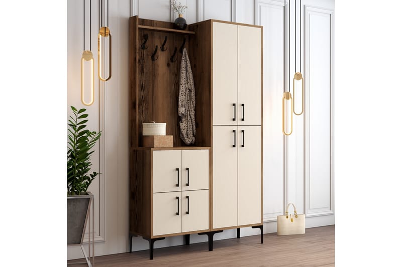 Retzow Hallmöbelset 120 cm - Mörkbrun/Beige - Möbler - Hallmöbler - Möbelset för hall & entre