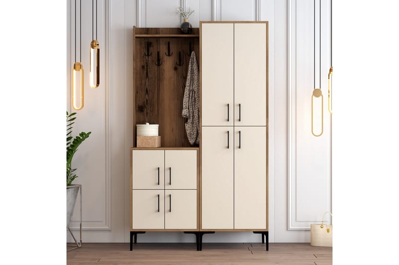 Retzow Hallmöbelset 120 cm - Mörkbrun/Beige - Möbler - Hallmöbler - Möbelset för hall & entre