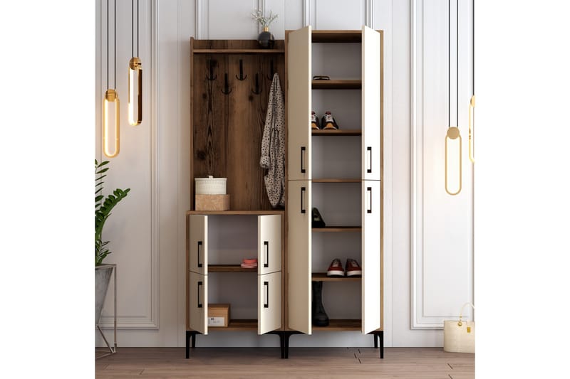 Retzow Hallmöbelset 120 cm - Mörkbrun/Beige - Möbler - Hallmöbler - Möbelset för hall & entre