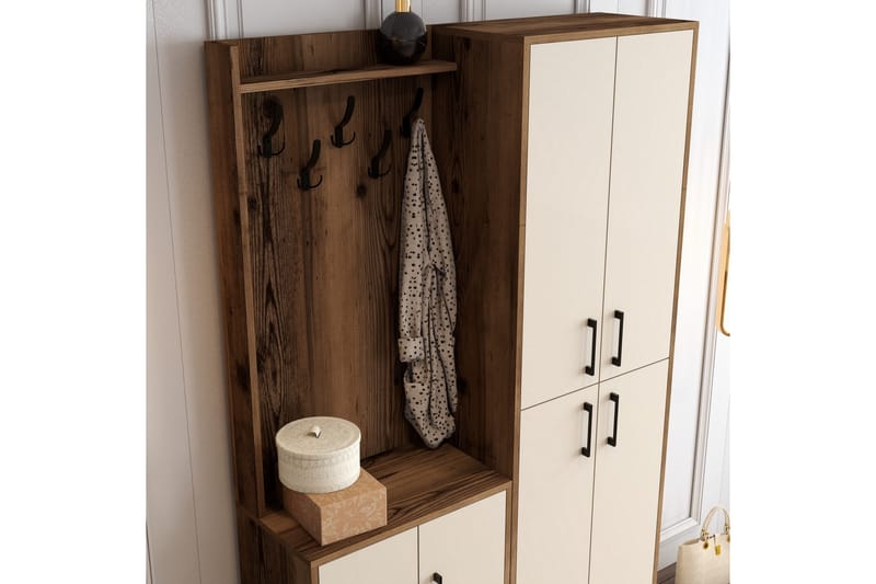 Retzow Hallmöbelset 120 cm - Mörkbrun/Beige - Möbler - Hallmöbler - Möbelset för hall & entre
