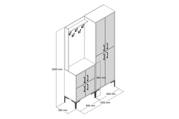 Retzow Hallmöbelset 120 cm - Mörkbrun/Svart - Möbler - Hallmöbler - Möbelset för hall & entre