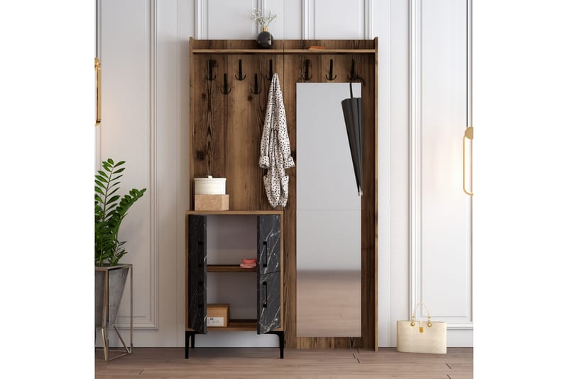 Retzow Hallmöbelset 120 cm - Mörkbrun/Svart - Möbler - Hallmöbler - Möbelset för hall & entre