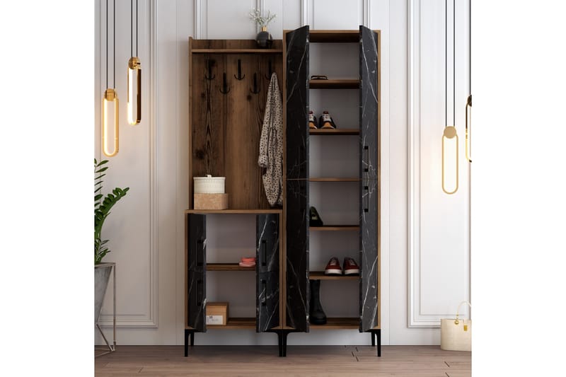 Retzow Hallmöbelset 120 cm - Mörkbrun/Svart - Möbler - Hallmöbler - Möbelset för hall & entre