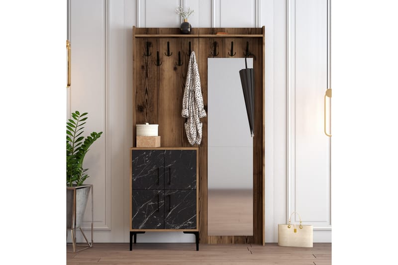 Retzow Hallmöbelset 120 cm - Mörkbrun/Svart - Möbler - Hallmöbler - Möbelset för hall & entre