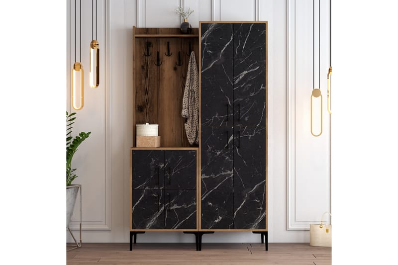 Retzow Hallmöbelset 120 cm - Mörkbrun/Svart - Möbler - Hallmöbler - Möbelset för hall & entre