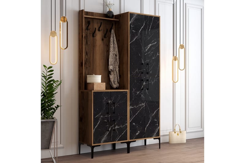 Retzow Hallmöbelset 120 cm - Mörkbrun/Svart - Möbler - Hallmöbler - Möbelset för hall & entre