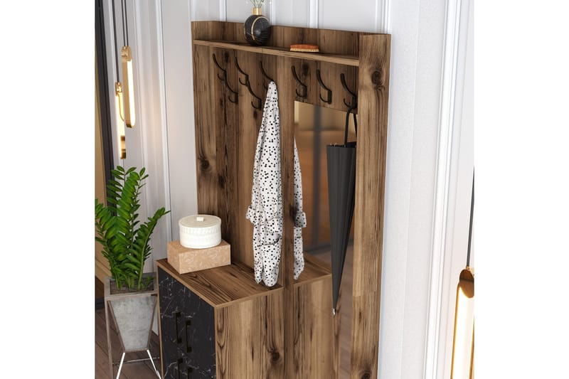 Retzow Hallmöbelset 120 cm - Mörkbrun/Svart - Möbler - Hallmöbler - Möbelset för hall & entre