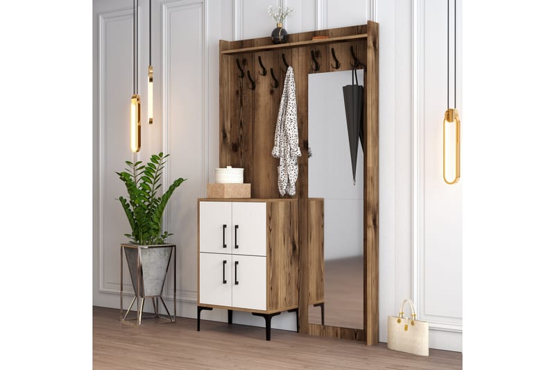 Retzow Hallmöbelset 120 cm - Mörkbrun/Vit - Möbler - Hallmöbler - Möbelset för hall & entre