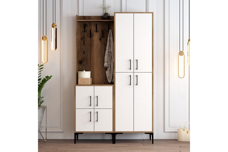 Retzow Hallmöbelset 120 cm - Mörkbrun/Vit - Möbler - Hallmöbler - Möbelset för hall & entre