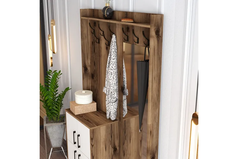 Retzow Hallmöbelset 120 cm - Mörkbrun/Vit - Möbler - Hallmöbler - Möbelset för hall & entre