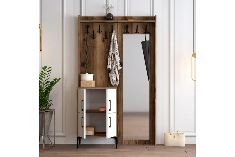 Retzow Hallmöbelset 120 cm - Mörkbrun/Vit - Möbler - Hallmöbler - Möbelset för hall & entre