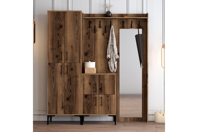 Retzow Hallmöbelset 180 cm - Mörkbrun - Möbler - Hallmöbler - Möbelset för hall & entre