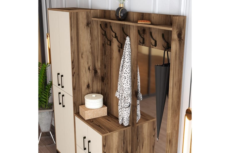Retzow Hallmöbelset 180 cm - Mörkbrun/Beige - Möbler - Hallmöbler - Möbelset för hall & entre