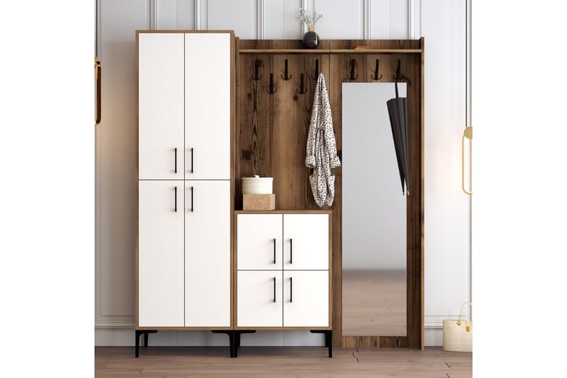 Retzow Hallmöbelset 180 cm - Mörkbrun/Vit - Möbler - Hallmöbler - Möbelset för hall & entre