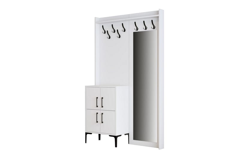 Retzow Hallmöbelset 35x120 cm med Spegel - Vit - Möbler - Hallmöbler - Möbelset för hall & entre