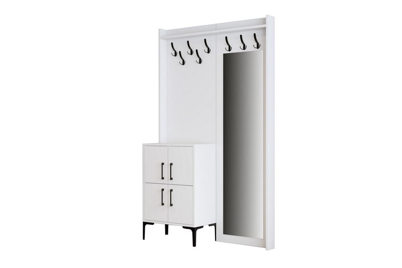 Retzow Hallmöbelset 35x120 cm med Spegel - Vit - Möbelset för hall & entre - Hallförvaring