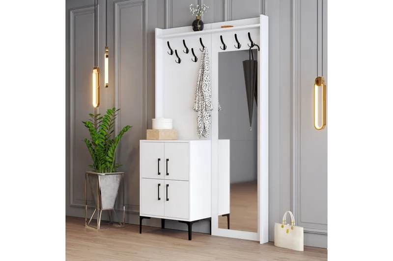 Retzow Hallmöbelset 35x120 cm med Spegel, Vit