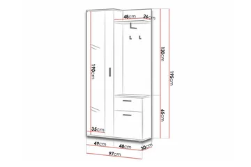 Rosehall Hallmöbelset 97x30 cm 195x - Möbler - Hallmöbler - Möbelset för hall & entre